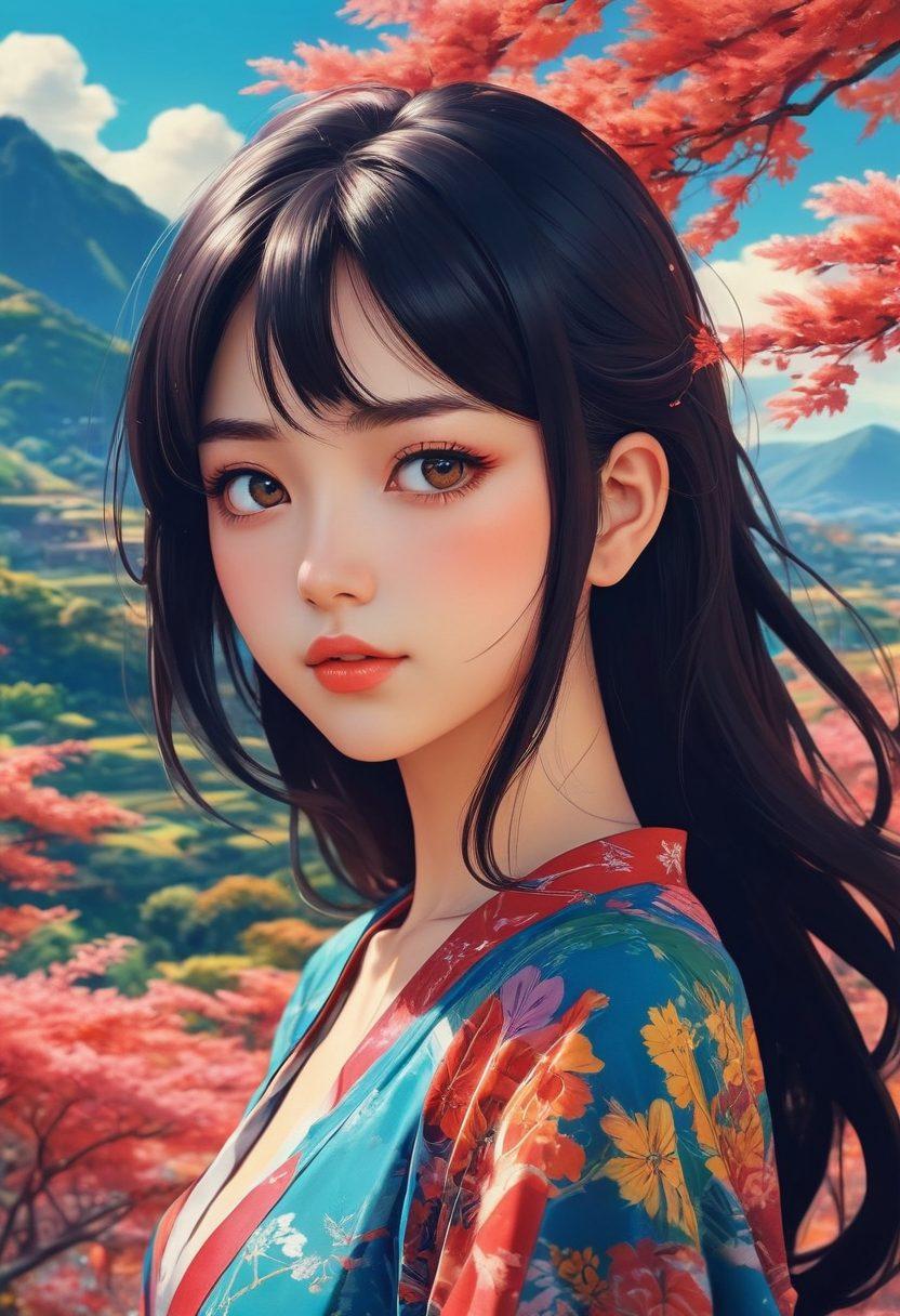 A captivating scene featuring an intricately designed adult anime character in a vibrant manga world, surrounded by lush landscapes and surreal elements, expressing sensuality and allure. The background incorporates playful, abstract patterns that evoke a dreamy atmosphere, highlighting the distinct art style of hentai. Bright colors and detailed character expressions enhance the visual storytelling. super-realistic. vibrant colors. 3D.